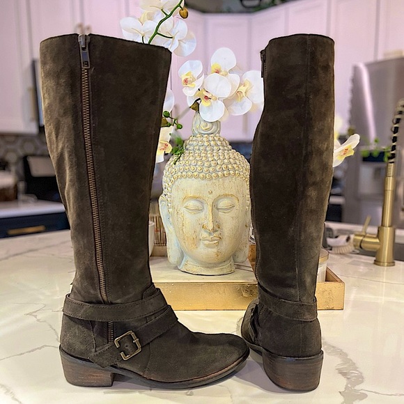 Diba Lea Chocolate Brown Genuine Suede Leather Tall Riding Boots, Women’s Sz 5.5 - Picture 8 of 10